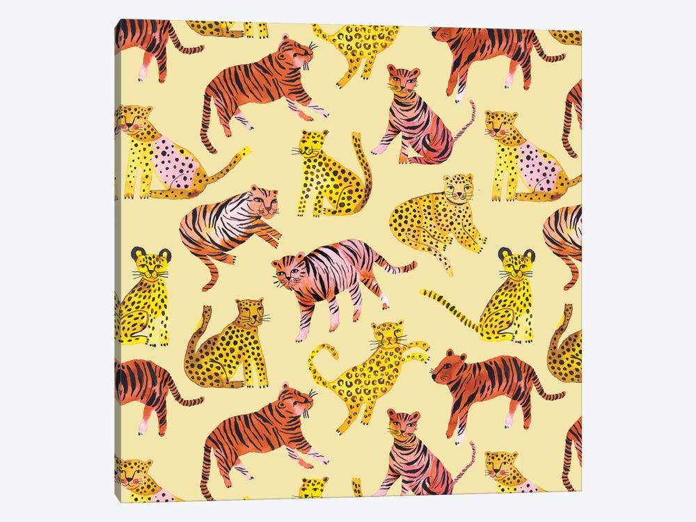 Tigers and Leopards Yellow by Ninola Design 1-piece Art Print