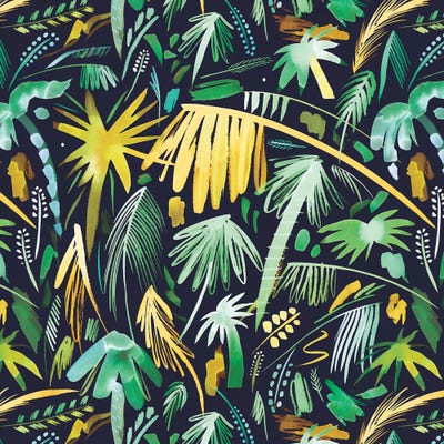 Tropical Expressive Palms Green by Ninola Design metal wall art