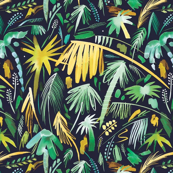 Ninola Design: Tropical Expressive Palms Green by Ninola Design