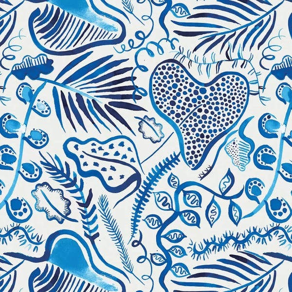 Ninola Design: Tropical Forest Leaves Blue by Ninola Design