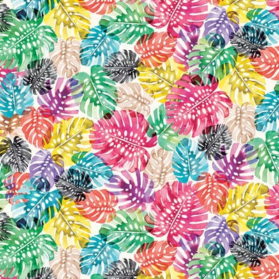 Tropical Monstera Leaves Colorful by Ninola Design metal wall art