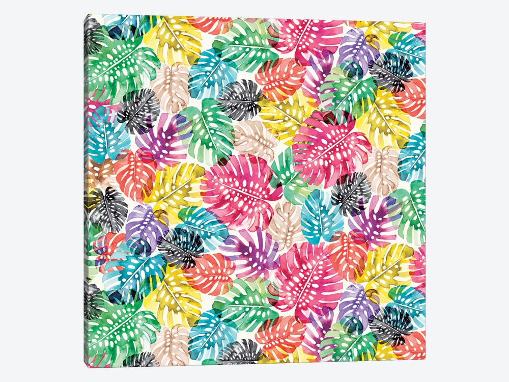 Tropical Monstera Leaves Colorful by Ninola Design 1-piece Art Print