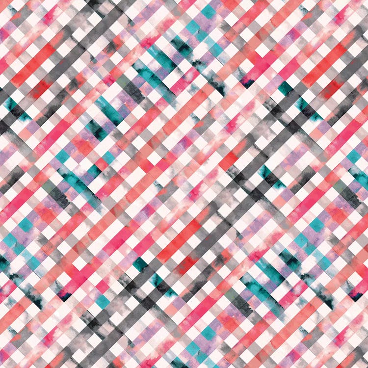 Vichy Pink Gingham Squares Watercolor