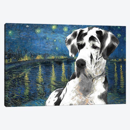 Great Dane Starry Night Over The Rhone Canvas Print #NDG100} by Nobility Dogs Canvas Art Print