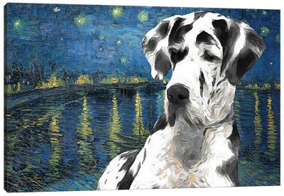 Great Dane Starry Night Over The Rhone Canvas Art Print - Great Dane Art