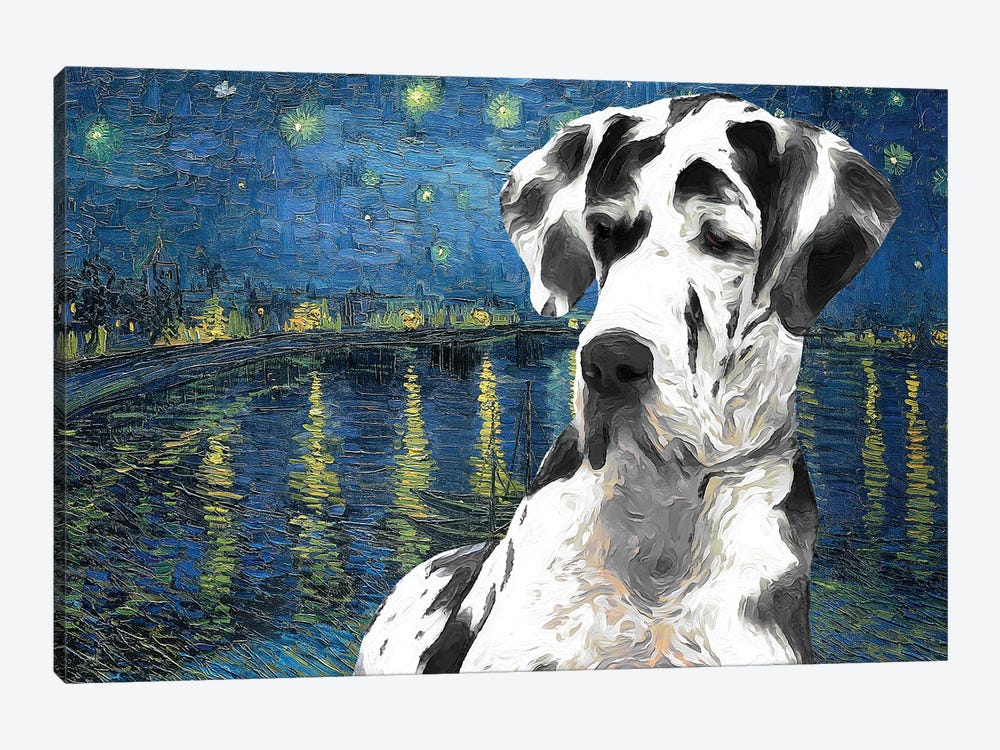 Great Dane Starry Night Over The Rhone by Nobility Dogs 1-piece Canvas Art Print