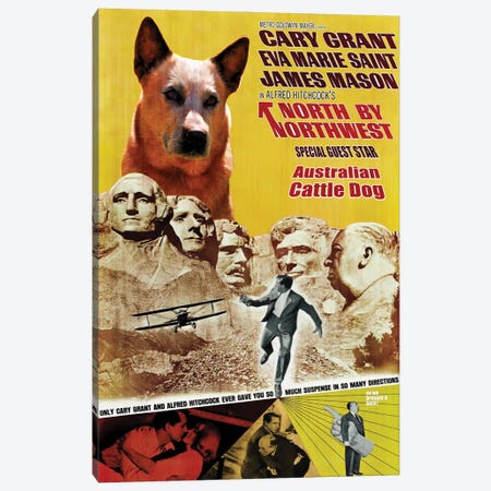 Australian Cattle Dog North By Northwest Movie Poster Canvas Print #NDG1010} by Nobility Dogs Canvas Wall Art