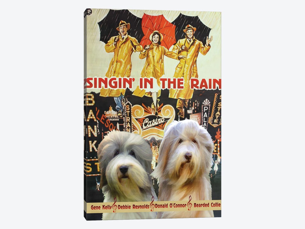 Bearded Collie Singin In The Rain by Nobility Dogs 1-piece Art Print