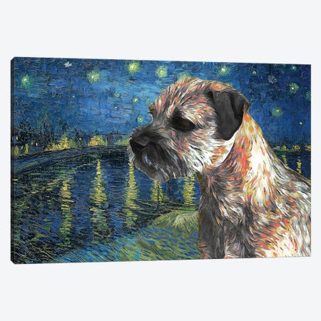 Border Terrier Starry Night Over The Rhone Canvas Print #NDG105} by Nobility Dogs Canvas Artwork