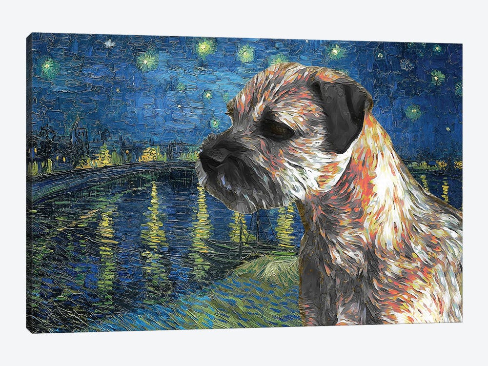 Border Terrier Starry Night Over The Rhone by Nobility Dogs 1-piece Canvas Artwork