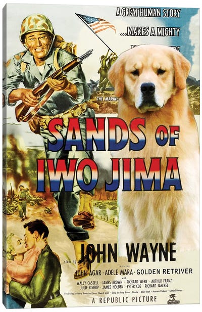 Golden Retriever Sands Of Iwo Jima Canvas Art Print - Golden Retriever Art