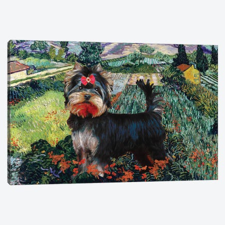 Yorkshire Terrier Field With Poppies Canvas Print #NDG108} by Nobility Dogs Canvas Print