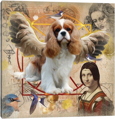 Cavalier King Charles Spaniel Angel Da Vinci Canvas Art Print - Cavalier King Charles Spaniel Art