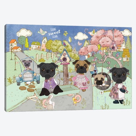 Pug Home Sweet Home Canvas Print #NDG1102} by Nobility Dogs Canvas Artwork