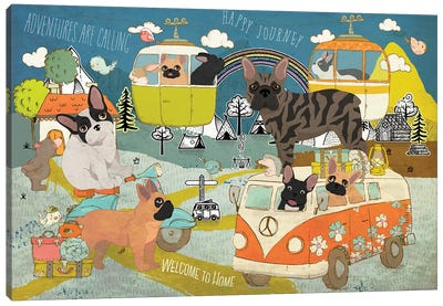 French Bulldog Journey Adventure Canvas Art Print - Volkswagen