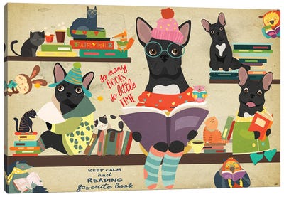 French Bulldog Time For Book Canvas Art Print - French Bulldog Art