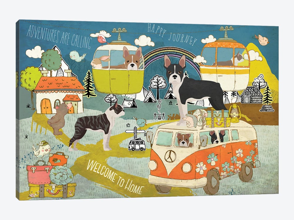 Boston Terrier Happy Journey by Nobility Dogs 1-piece Art Print