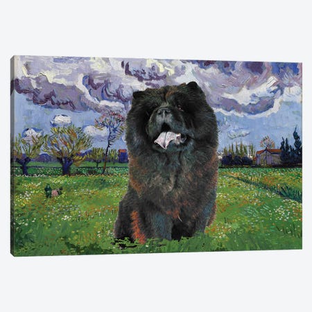 Chow Chow Meadow With Flowers Canvas Print #NDG110} by Nobility Dogs Canvas Art