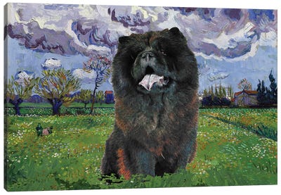Chow Chow Meadow With Flowers Canvas Art Print