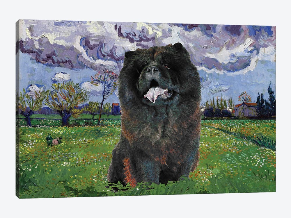 Chow Chow Meadow With Flowers by Nobility Dogs 1-piece Canvas Art