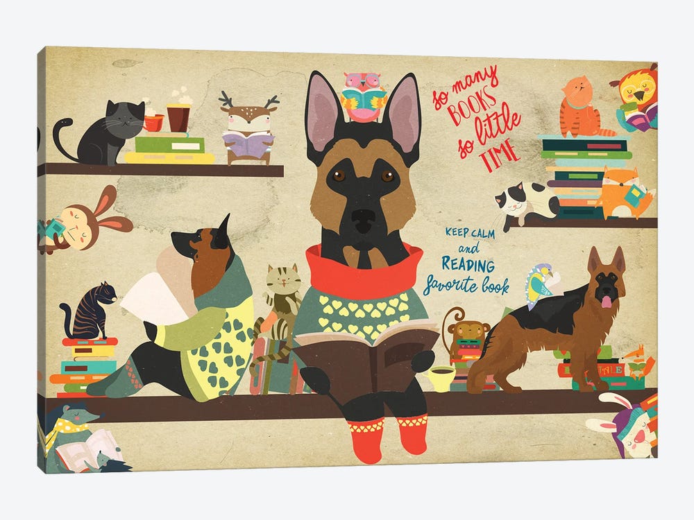 German Shepherd Book Time by Nobility Dogs 1-piece Canvas Wall Art