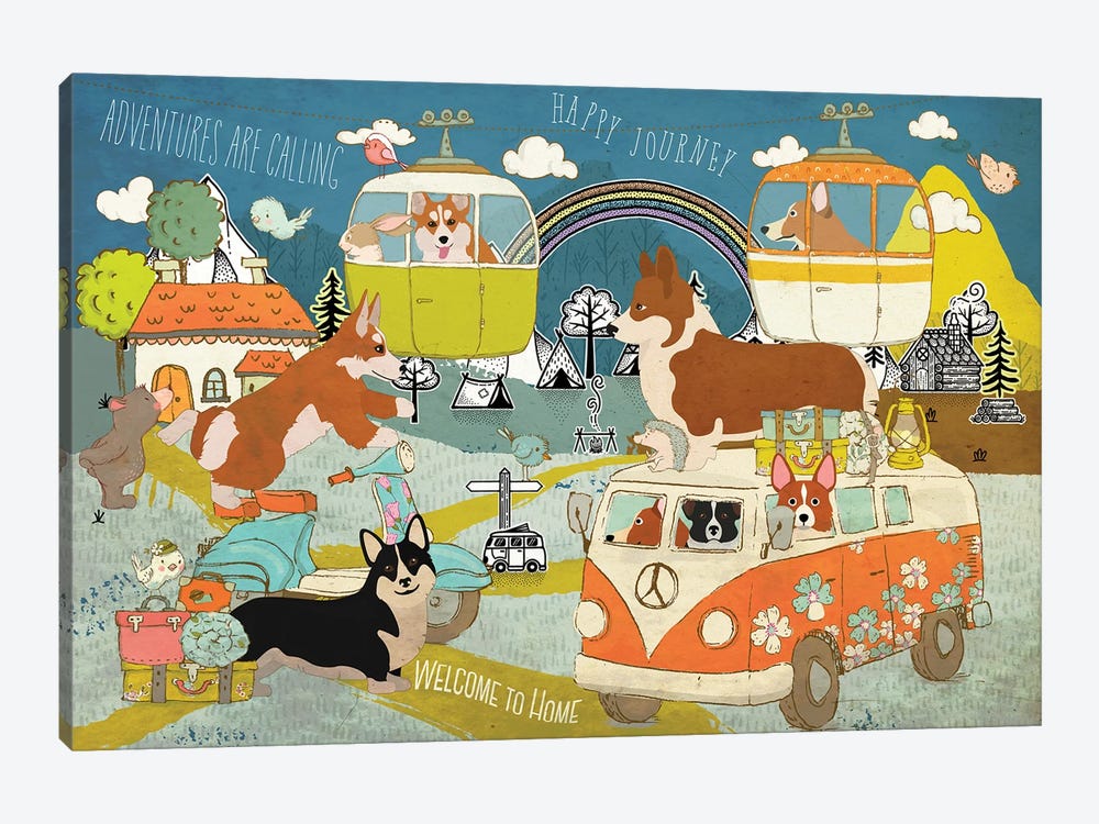 Pembroke Welsh Corgi Happy Journey by Nobility Dogs 1-piece Canvas Art Print