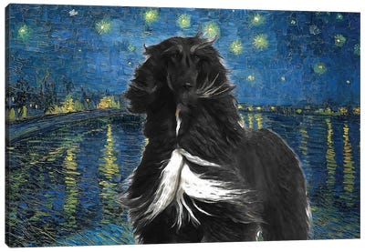 Afghan Hound Starry Night Over The Rhone Canvas Art Print