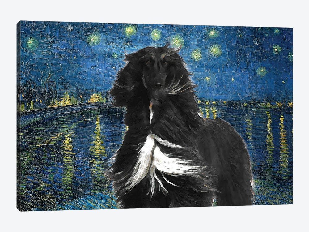 Afghan Hound Starry Night Over The Rhone by Nobility Dogs 1-piece Canvas Print