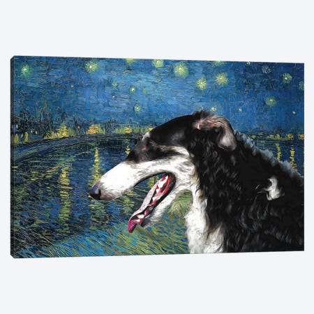 Borzoi Starry Night Over The Rhone Canvas Print #NDG1117} by Nobility Dogs Canvas Wall Art
