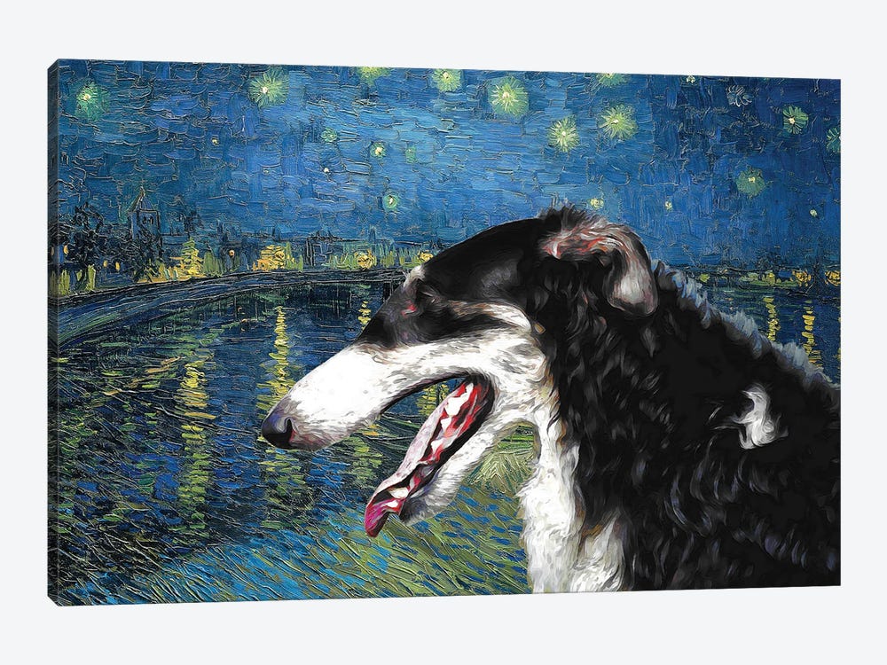 Borzoi Starry Night Over The Rhone by Nobility Dogs 1-piece Canvas Artwork
