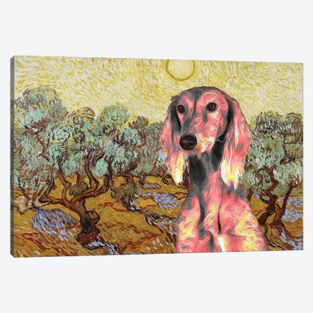Saluki Olive Trees Canvas Print #NDG1123} by Nobility Dogs Canvas Artwork