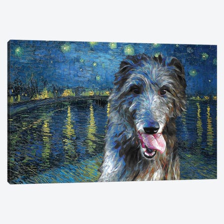 Scottish Deerhound Starry Night Over The Rhone Canvas Print #NDG1124} by Nobility Dogs Canvas Art Print
