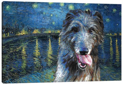 Scottish Deerhound Starry Night Over The Rhone Canvas Art Print