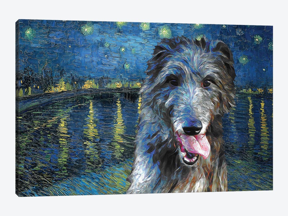 Scottish Deerhound Starry Night Over The Rhone by Nobility Dogs 1-piece Canvas Artwork