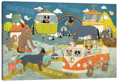 Australian Cattle Dog Happy Journey Canvas Art Print
