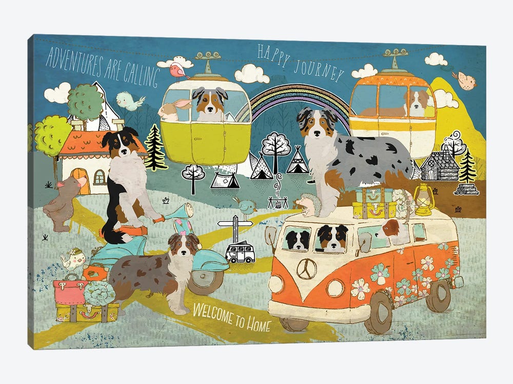 Australian Shepherd Happy Journey by Nobility Dogs 1-piece Canvas Art