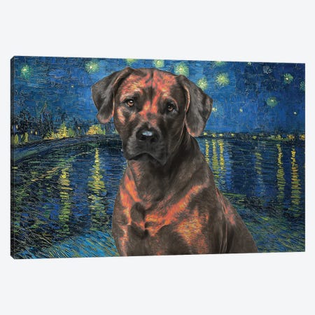 Rhodesian Ridgeback Starry Night Over The Rhone Canvas Print #NDG1136} by Nobility Dogs Canvas Artwork