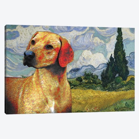 Rhodesian Ridgeback Wheat Field With Cypresses Canvas Print #NDG1137} by Nobility Dogs Canvas Art