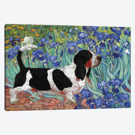 Basset Hound Irises Canvas Print #NDG113} by Nobility Dogs Canvas Art