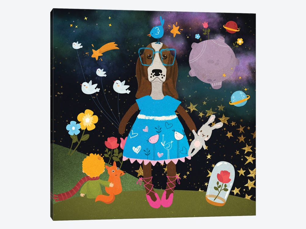 Basset Hound Cute Little Blue Princess by Nobility Dogs 1-piece Canvas Print