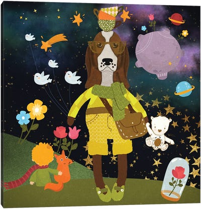 Basset Hound Little Prince Canvas Art Print - Princes & Princesses