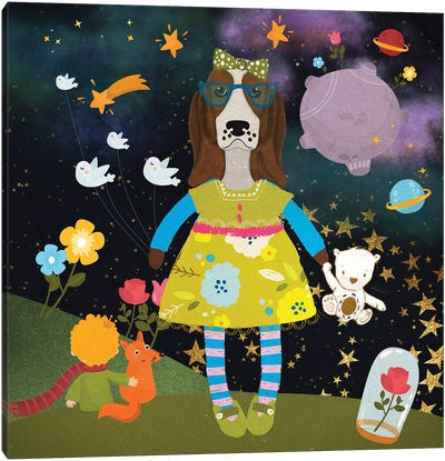 Basset Hound Cute Little Princess Canvas Art Print - Basset Hound Art