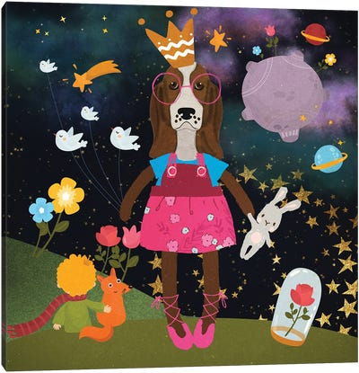Basset Hound Pink Little Princess Canvas Art Print - Basset Hound Art