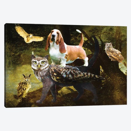 Basset Hound Old Forest Canvas Print #NDG1147} by Nobility Dogs Canvas Print