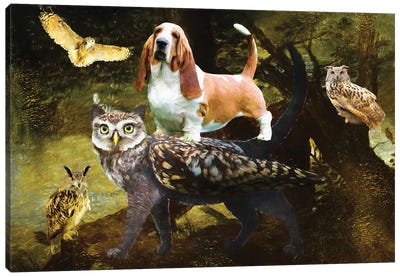 Basset Hound Old Forest Canvas Art Print - Basset Hound Art