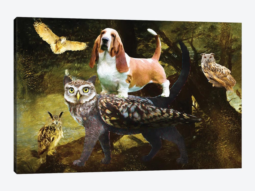 Basset Hound Old Forest by Nobility Dogs 1-piece Art Print