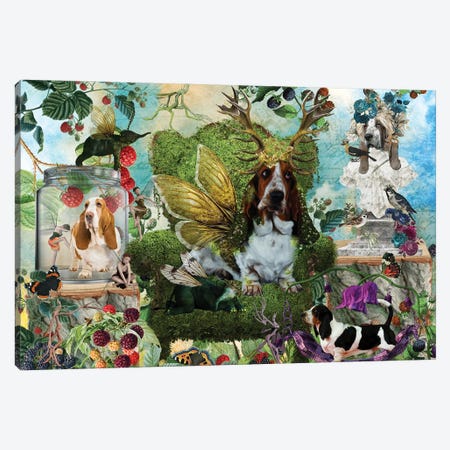 Basset Hound Berry Paradise Canvas Print #NDG1148} by Nobility Dogs Canvas Art