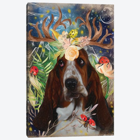 Basset Hound With Antlers Canvas Print #NDG1151} by Nobility Dogs Canvas Print