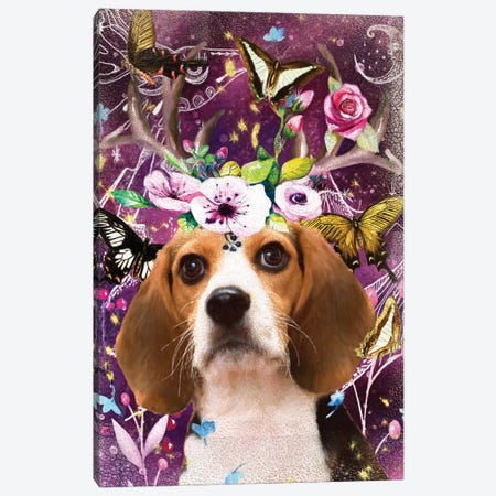 Beagle With Antlers Canvas Print #NDG1155} by Nobility Dogs Canvas Art