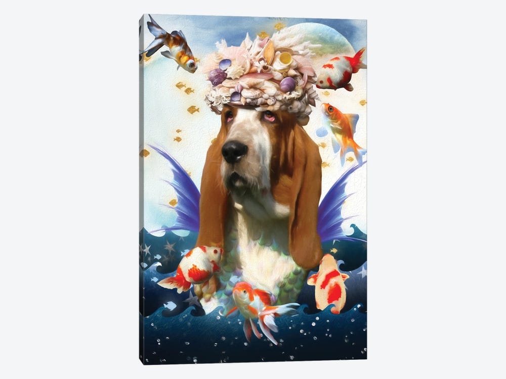 Basset Hound Mermaid by Nobility Dogs 1-piece Canvas Artwork